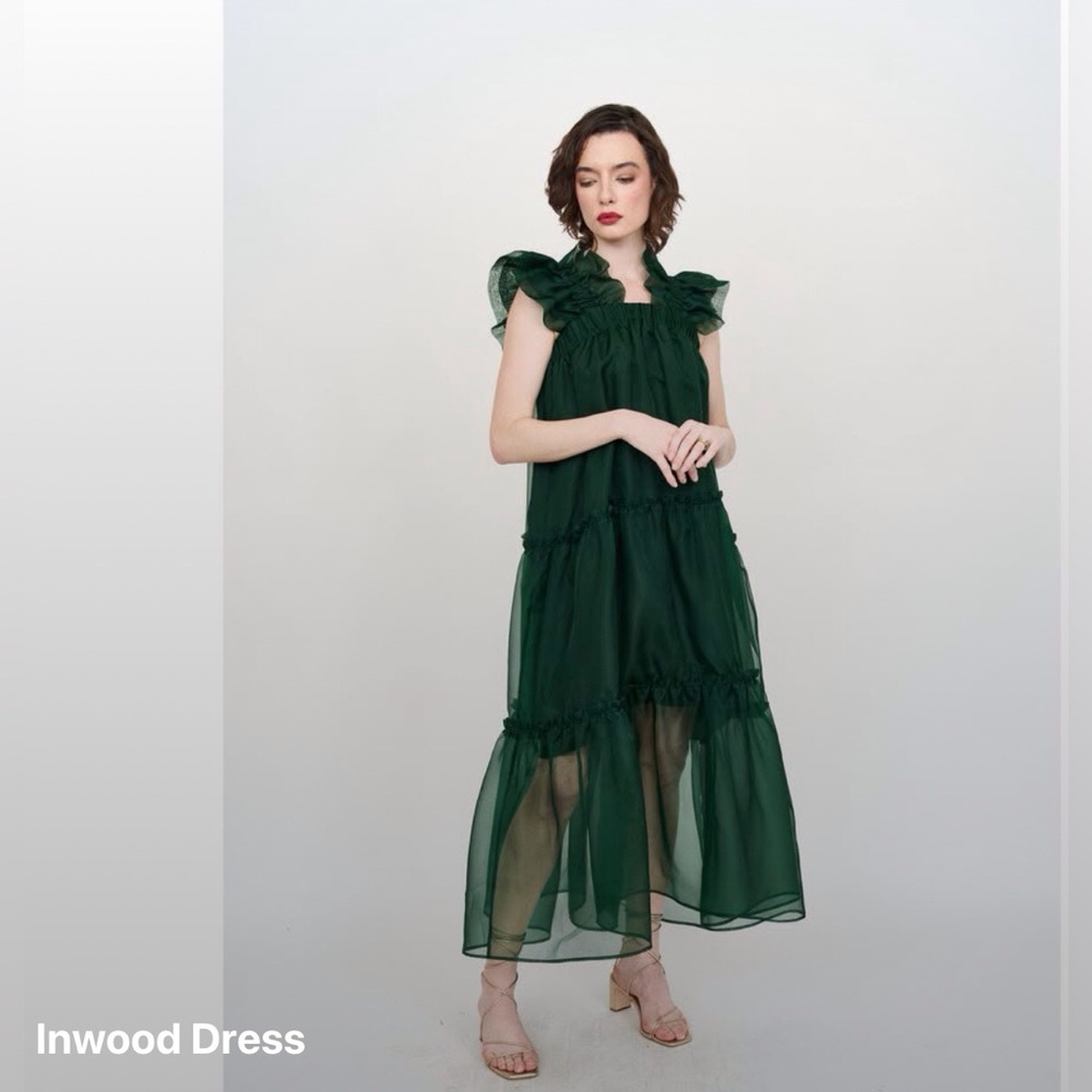 INCLAN/Green.Silk.Organza.Dress.NWT